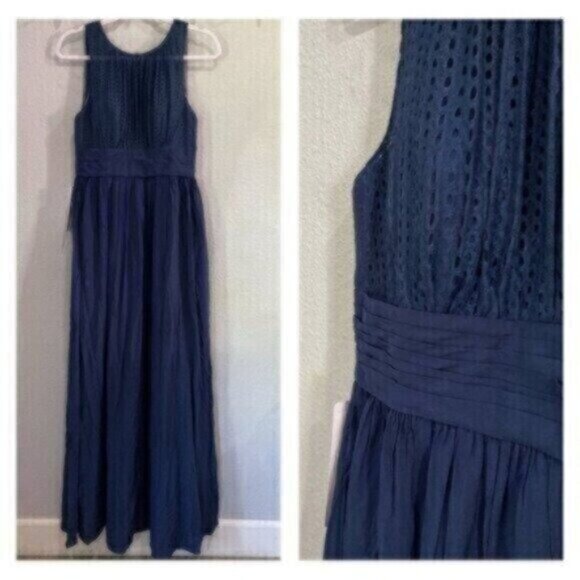 New Azazie Helga Empire Waist Lace Maxi Bridesmaid Wedding Event Party Dress - Picture 1 of 13